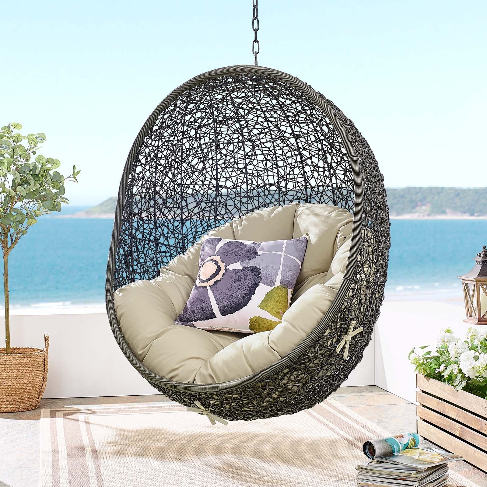 Hide Sunbrella Fabric Patio Lounge Chair Without Stand